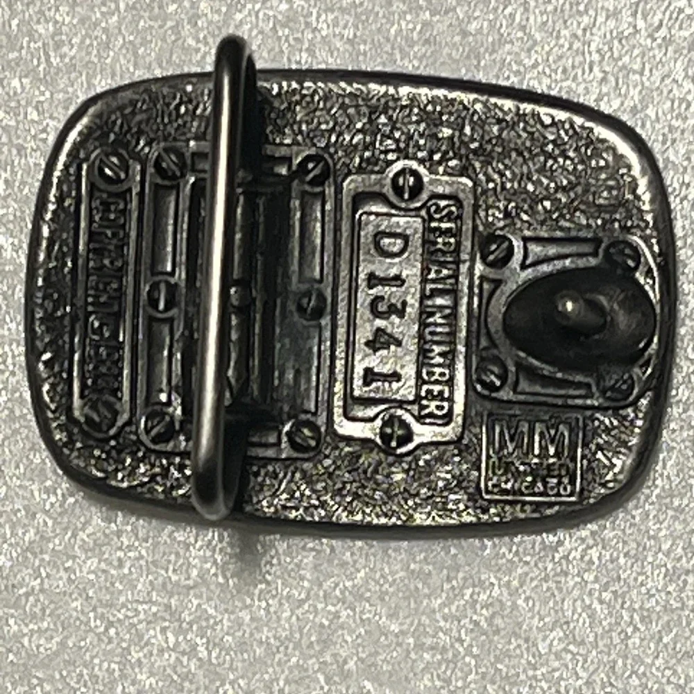 Vintage MM United Chicago Fire Truck Belt Buckle Solid Metal USA 1983 D1341